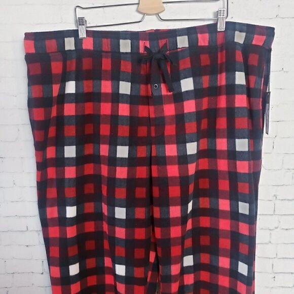 NEW Goodfellow Fleece Pajama Pants Size 3XL Tall / 3XLT Red Black Plaid - Picture 3 of 8